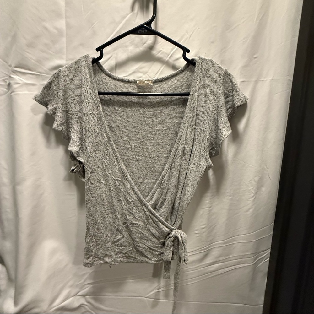 Gray Wrap Top